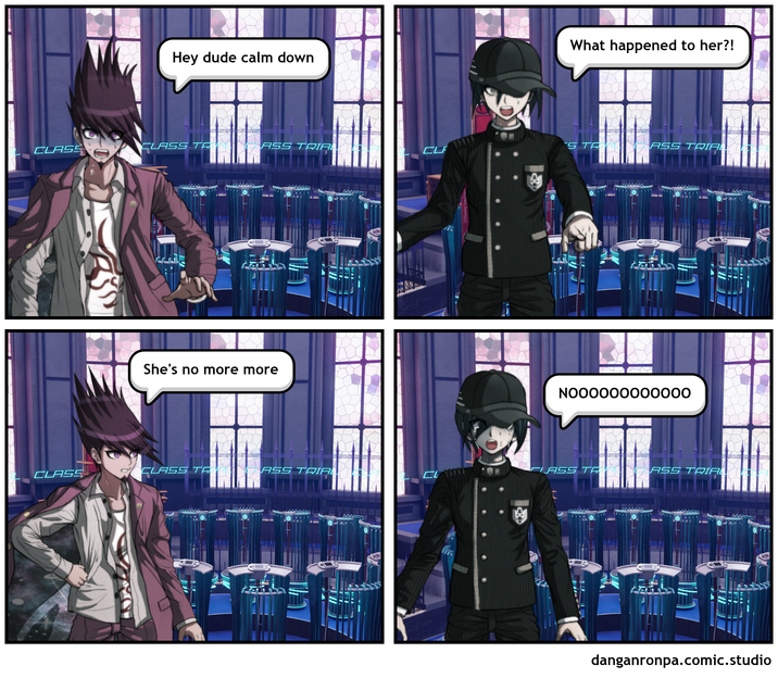 Hey dude calm down What happened to her?! CLASS TR CLASS ASS TRIA STRASS TRIA She's no more more NOOOO00000000 CLASS CLASS TR ASS TRIA CLASS TR ASS TRIALY danganronpa.comic.studio