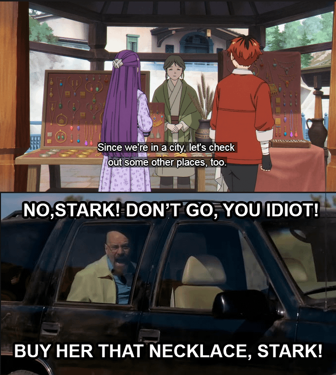 Since we're in a city, let's check out some other places, too. NO,STARK! DON'T GO, YOU IDIOT! BUY HER THAT NECKLACE, STARK!