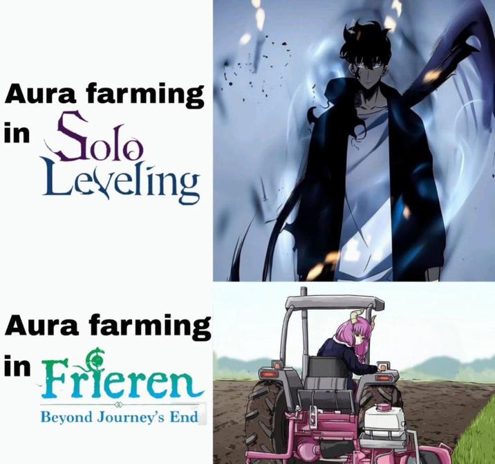 Aura farming in Solo Leveling Aura farming in Frieren Beyond Journey's End