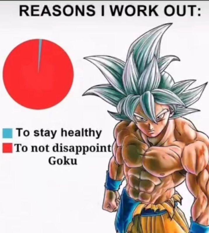REASONS I WORK OUT: To stay healthy To not disappoint Goku