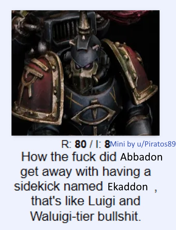 R: 80/1: 8Mini by u/Piratos89 How the f--- did Abbadon get away with having a sidekick named Ekaddon that's like Luigi and Waluigi-tier b-------.