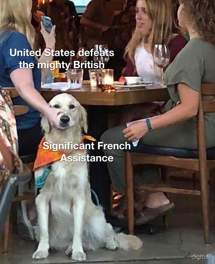 United States defeats the mighty British Significant French Assistance digitul