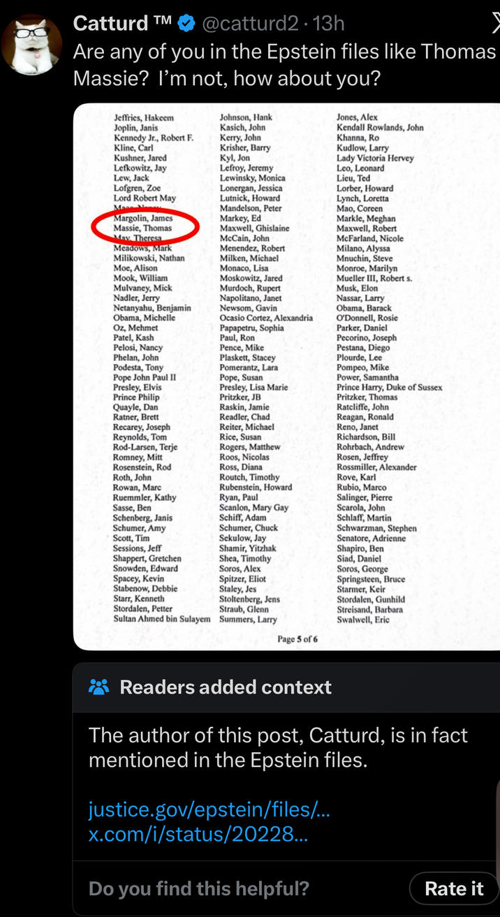 Catturd is in the files | Epstein Files | Know Your Meme
