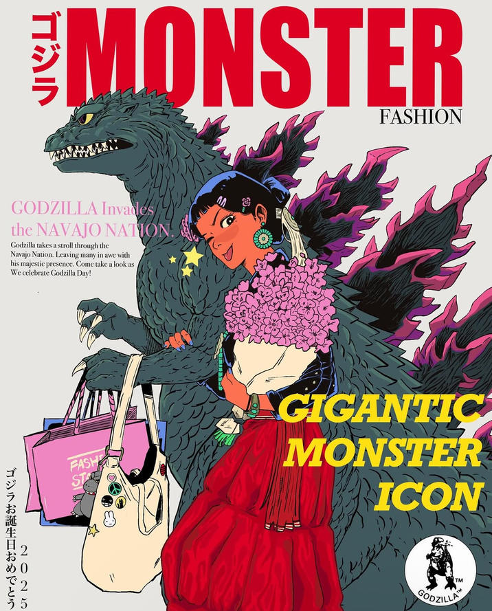 MONSTER FASHION GODZILLA Invades the NAVAJO NATION. Godzilla takes a stroll through the Navajo Nation. Leaving many in awe with his majestic presence. Come take a look as We celebrate Godzilla Day! 2025 ゴジラお誕生日おめでとう FASH STA GIGANTIC MONSTER ICON TM GODZILLA