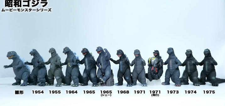 昭和ゴジラ ムービーモンスターシリーズ 雛形 1954 1955 1964 1965 1965 1968 (シェー) 1971 1971 (飛行) 1973 1974 1975