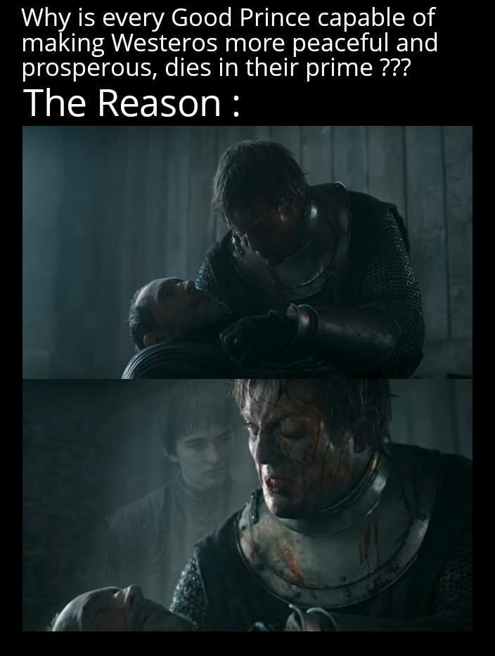 Why is every Good Prince capable of making Westeros more peaceful and prosperous, dies in their prime ??? The Reason: 598