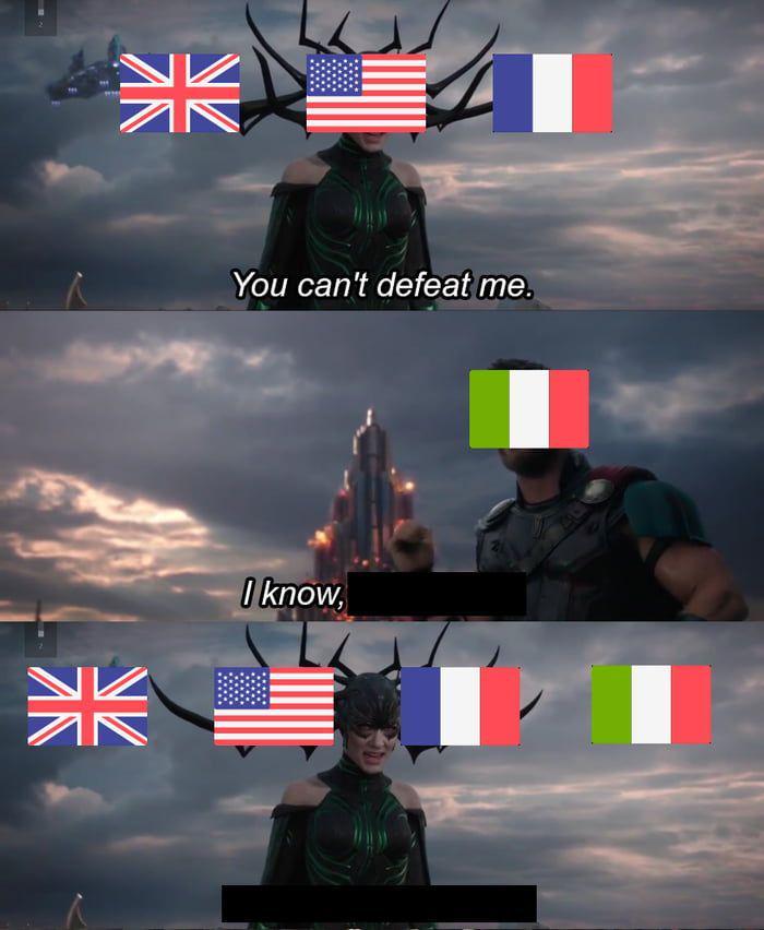 米 You can't defeat me. 米 I know,