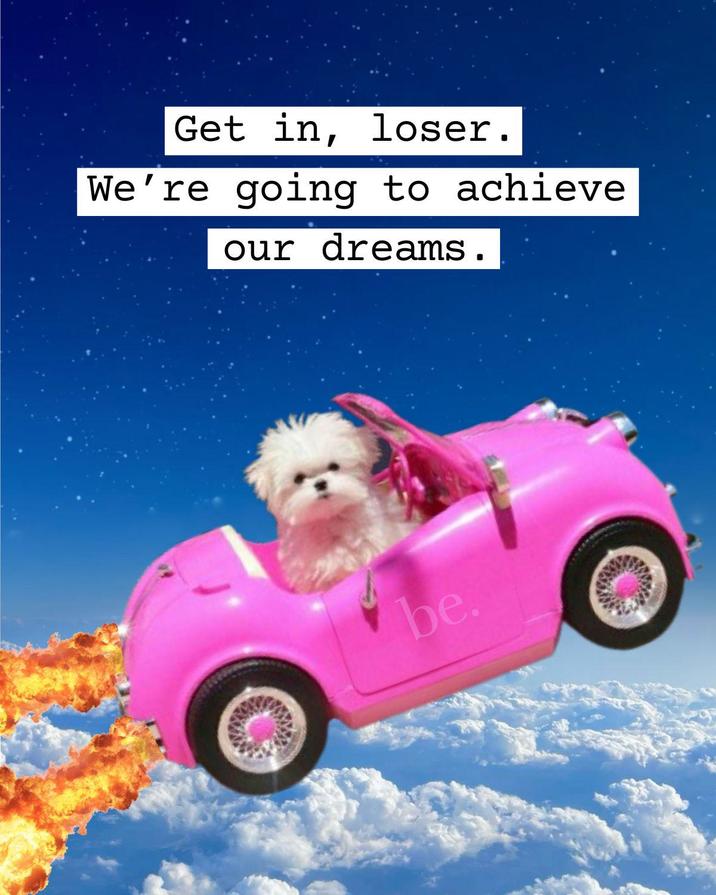 Get in, loser. We're going to achieve our dreams. be.