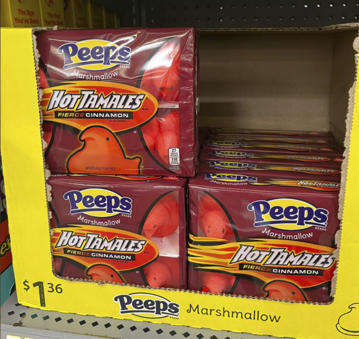 The Egg You've Been The Day You've Peeps Marshmallow BRAND HOT TAMALES FIERCE CINNAMON FLAVORED ARTIFICIALLY FLAVORED 27 PERCHICK 110 CALORIES PER SERVING Mrahmalio Marshmallow Marshmallow Peep Marshmallow Peeps Marshmallow Peeps Marshmallow BRAND HOTTAMALES FIERCE CINNAMON FLAVORED $136 Peeps Marshmallow BRAND HOTTAMALES FIERCE CINNAMON FLAVORED Peeps Marshmallow BRAND