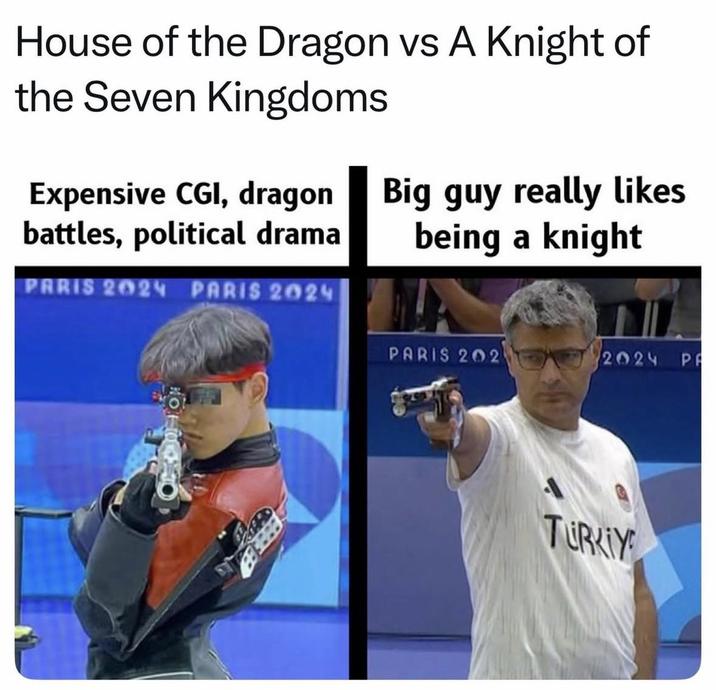 House of the Dragon vs A Knight of the Seven Kingdoms Expensive CGI, dragon battles, political drama Big guy really likes being a knight PARIS 2024 PARIS 2024 PARIS 202 2024 PA TURKIY
