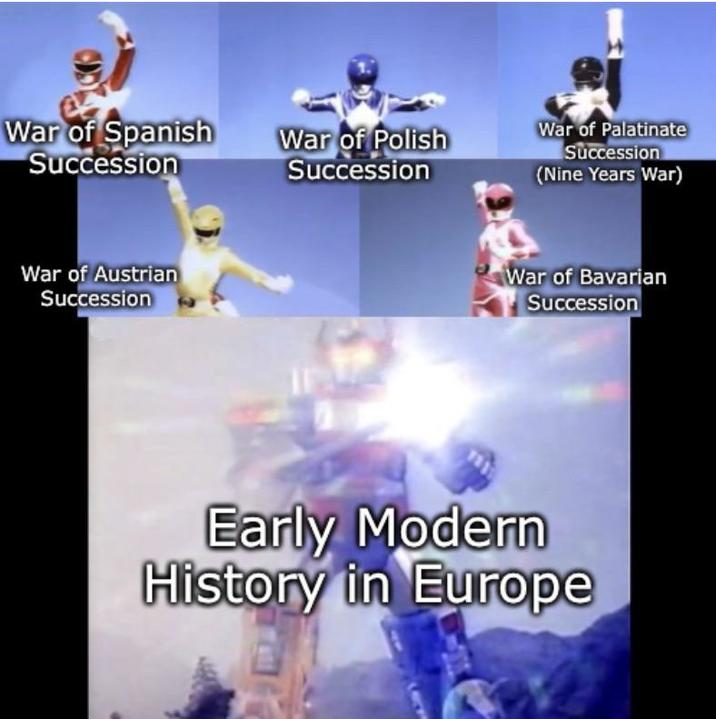 War of Spanish Succession War of Polish Succession War of Palatinate Succession (Nine Years War) War of Austrian Succession War of Bavarian Succession Early Modern History in Europe