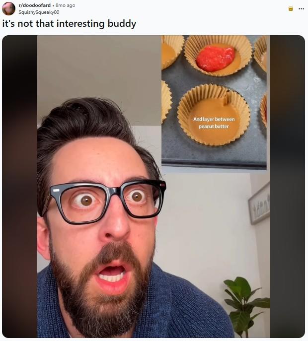 A Reddit post sharing Adam Rose's soy face. It is titled, "it's not that interesting buddy."