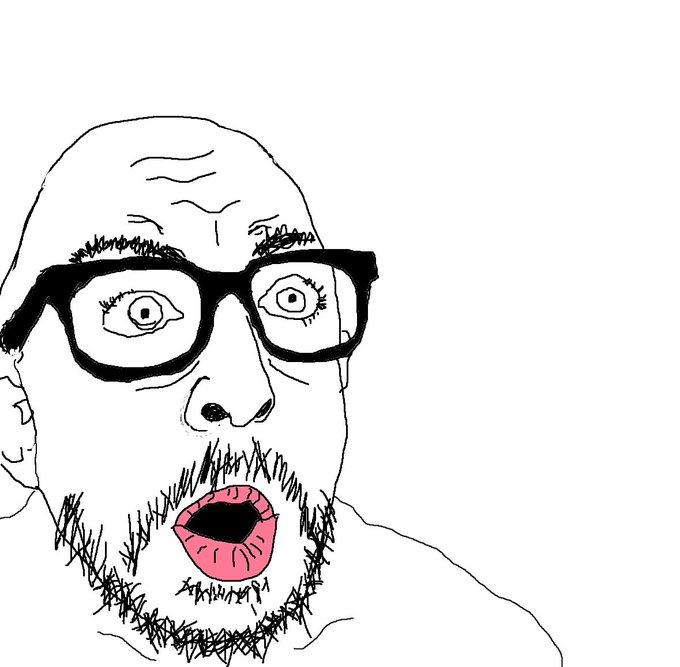 A soyjake soy face meme of Adam Rose.