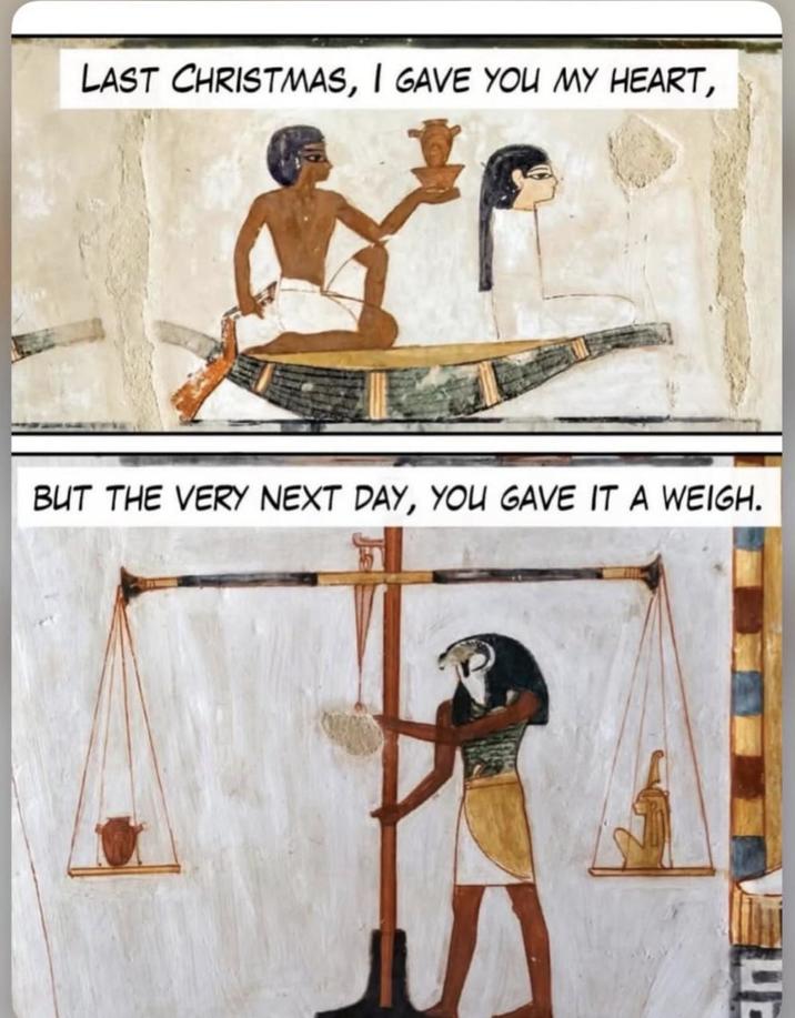 LAST CHRISTMAS, I GAVE YOU MY HEART, BUT THE VERY NEXT DAY, YOU GAVE IT A WEIGH.