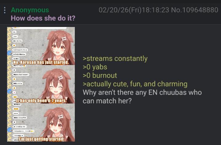 : Anonymous How does she do it? 02/20/26(Fri)18:18:23 No.109648880 1311 こわい 誰よこのこえw ちるりちゃんキレキレw なぜか圧が強まるw でた毒舌 No, Korosan has just started. 何ならいつもより圧 電話のときはどうなるの? 無理してそうw EEEE It has only been 6-7 years. >streams constantly >0 yabs >0 burnout >actually cute, fun, and charming Why aren't there any EN chuubas who can match her? 声助かる EEEEEE 普通のころさんがすき あーいえばふぉーゆー ころさんかわいい、 ナイス ころさん始まった 気性の I'm just getting started.