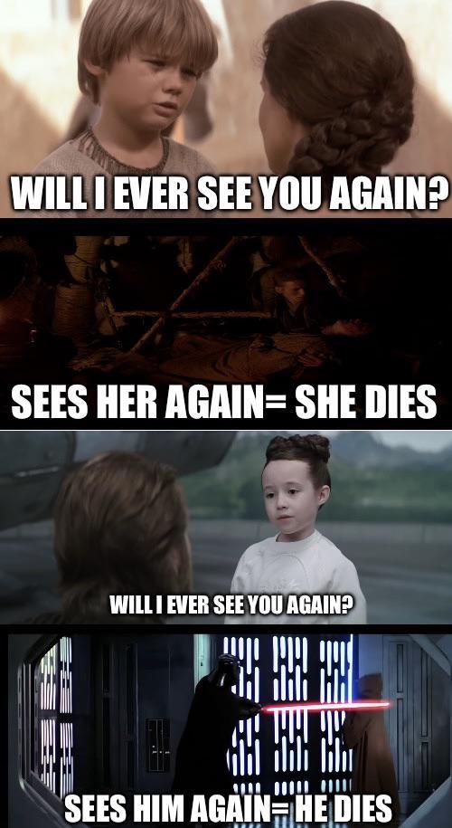 WILLI EVER SEE YOU AGAIN? SEES HER AGAIN=SHE DIES WILL I EVER SEE YOU AGAIN? SEES HIM AGAIN=HE DIES