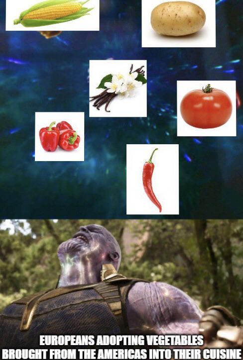 EUROPEANS ADOPTING VEGETABLES BROUGHT FROM THE AMERICAS INTO THEIR CUISINE