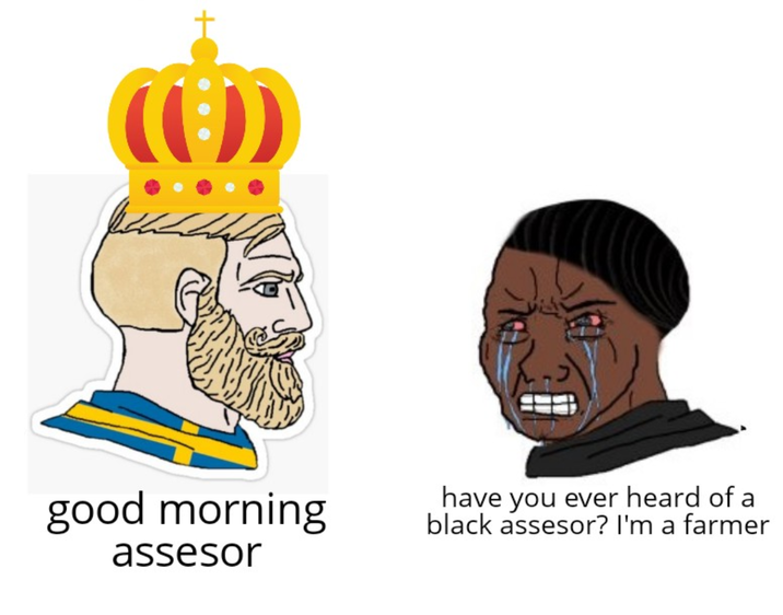 (E) good morning assesor have you ever heard of a black assesor? I'm a farmer