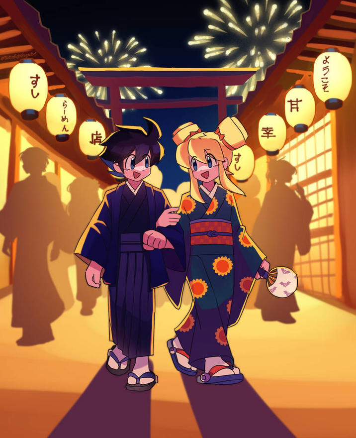 Mega Man Classic: Rockman and Roll at a Matsuri Festival celebrating New Year
