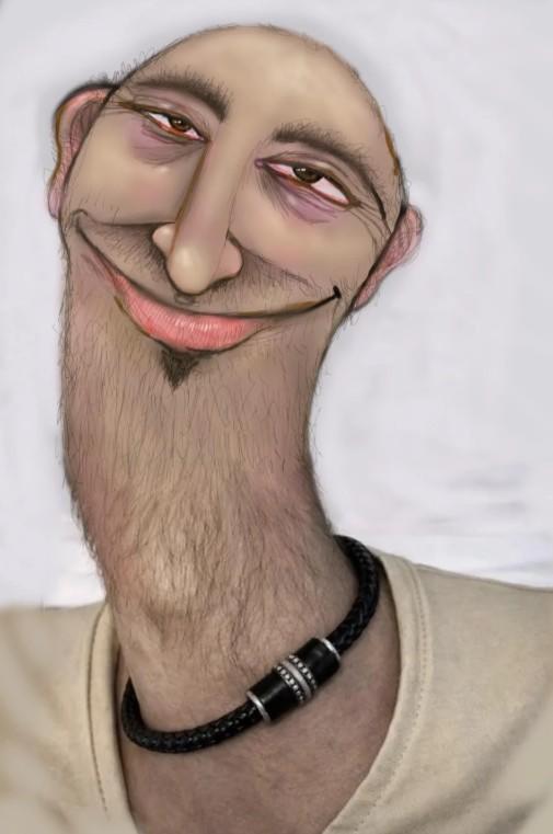 A piece of art by u/rakunene. It is based on the skinny hairy neck optical illusion.