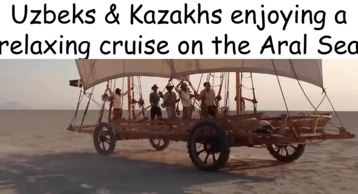 Uzbeks & Kazakhs enjoying a relaxing cruise on the Aral Sea