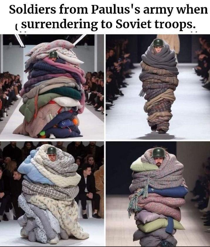 Soldiers from Paulus's army when (surrendering to Soviet troops.