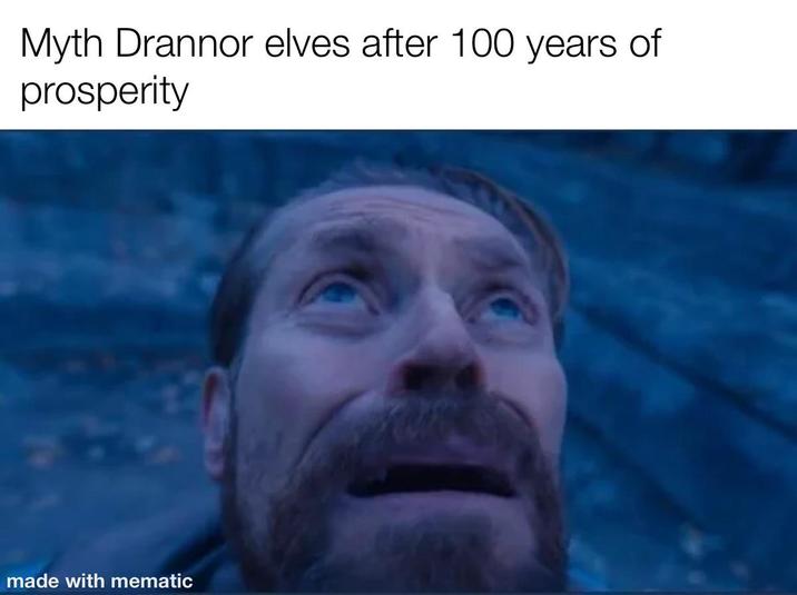 Myth Drannor elves after 100 years of prosperity made with mematic