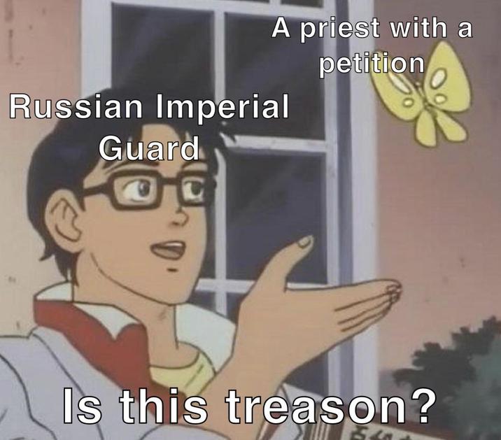 A priest with a Russian Imperial Guard petition Is this treason?