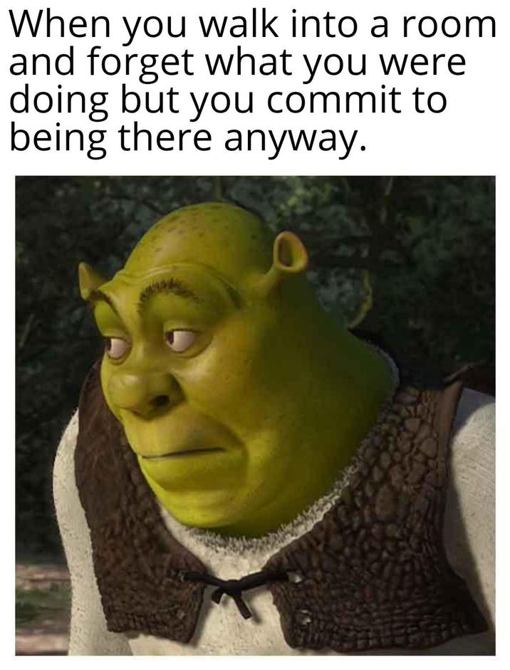 When you walk into a room. and forget what you were doing but you commit to being there anyway.