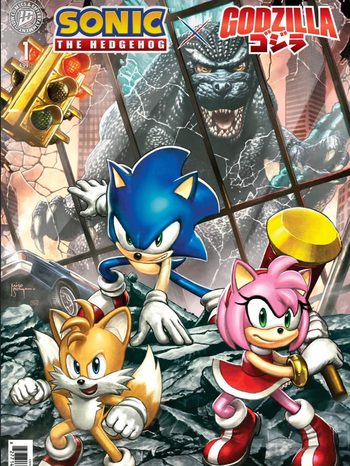 COMICS EN $4.99US COVER SONIC THE HEDGEHOG THELL TM GODZILLA לייב コジラ