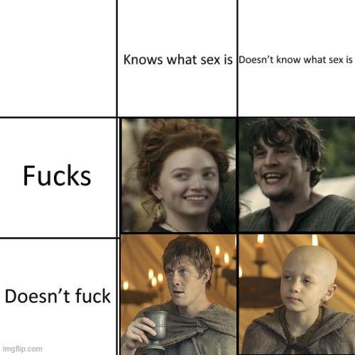 F---- Knows what sex is Doesn't know what sex is Doesn't f--- imgflip.com S