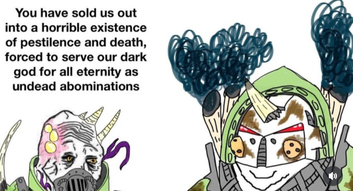 You have sold us out into a horrible existence of pestilence and death, forced to serve our dark god for all eternity as undead abominations