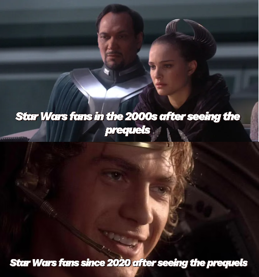 Star Wars fans in the 2000s after seeing the prequels Star Wars fans since 2020 after seeing the prequels