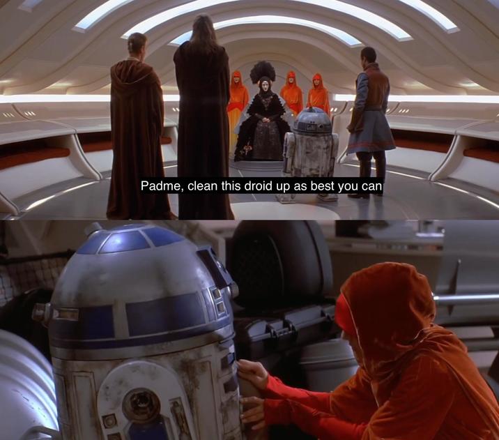 Padme, clean this droid up as best you can