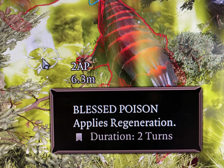 2AP 6.3m BLESSED POISON Applies Regeneration. Duration: 2 Turns