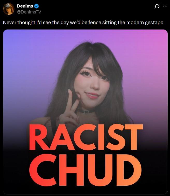 Denims @DenimsTV Never thought I'd see the day we'd be fence sitting the modern gestapo RACIST CHUD