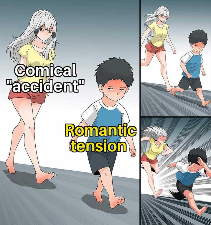 Comical "accident" Romantic tension