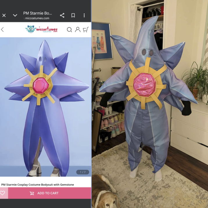 > PM Starmie Bo... 1.miccostumes.com ☐ ☐ ⠀ 0.0miccostumes Cosplay by Heart.com 985 PM Starmie Cosplay Costume Bodysuit with Gemstone ADD TO CART 1/7