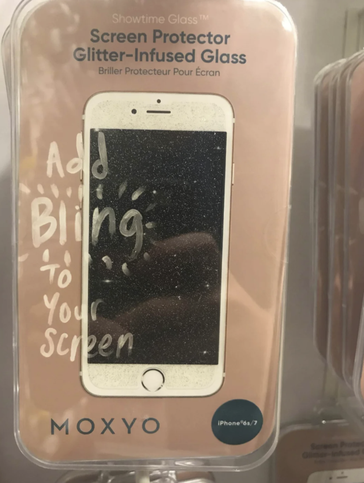 Showtime Glass TM Screen Protector Glitter-Infused Glass Briller Protecteur Pour Écran Add Bling TO Your Screen MOXYO iPhone 6s/7 Screen Glimer-InA
