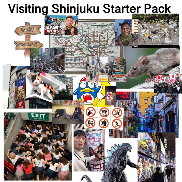 Visiting Shinjuku Starter Pack LOST HOW BAD CAN IT BE? JAPAN'S WORST TOURIST TRAP VERY LOST! アイフル オワシャップ tokyo Boris hive +1 E U 行 EXIT WAY OUT + ((0) 桥 2F NO TOURISTS HELL Image ID: WVTT dially www.alamy.com d たちばな SING 7 TAN 花園三番街 UNE 2024FGHOLEL YGGDRAST 天使 二 POLICE