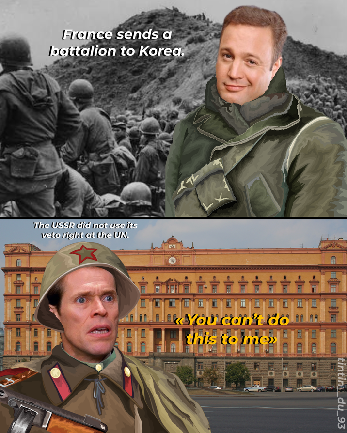 France sends a battalion to Korea. f The USSR did not use its veto right at the UN. BARBER HA «You can't do this to me»> tintin_du_93