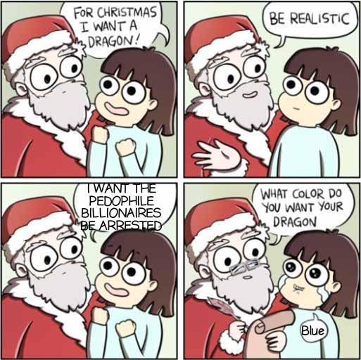 FOR CHRISTMAS I WANT A DRAGON! BE REALISTIC TWANT THE P-------- BILLIONAIRES BE ARRESTED WHAT COLOR DO YOU WANT YOUR DRAGON Blue