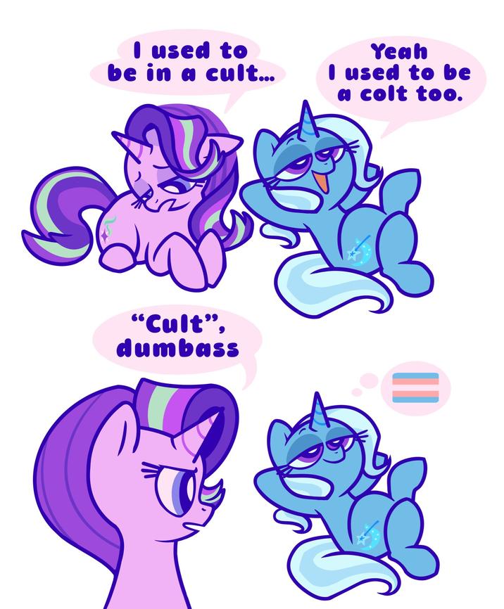 I used to be in a cult... Yeah I used to be a colt too. SO "Cult", dumbass