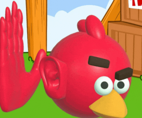 The original Angry Bird Ear meme taken from the _Talking Red_ app.