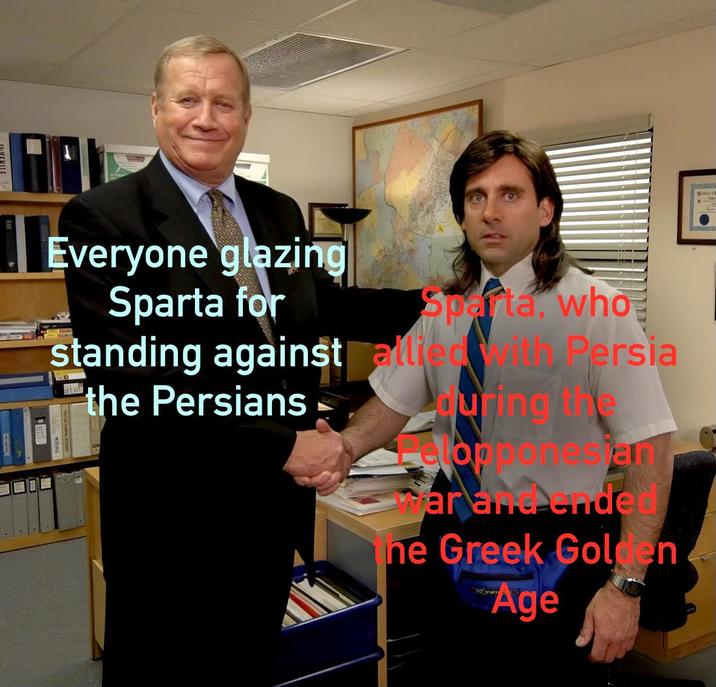 Π Everyone glazing Sparta for Sparta, who standing against allied with Persia the Persians ouring the Clopponesian ar and ended ne Greek Golden Age