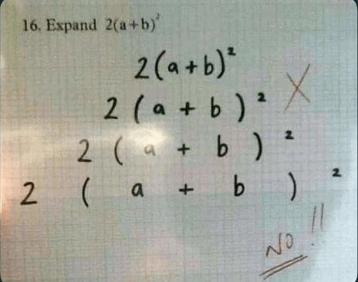 16. Expand 2(a+b)" 2(a+b)² 2 (a + b) 2 (a + b) 2 2 (a+b) No X