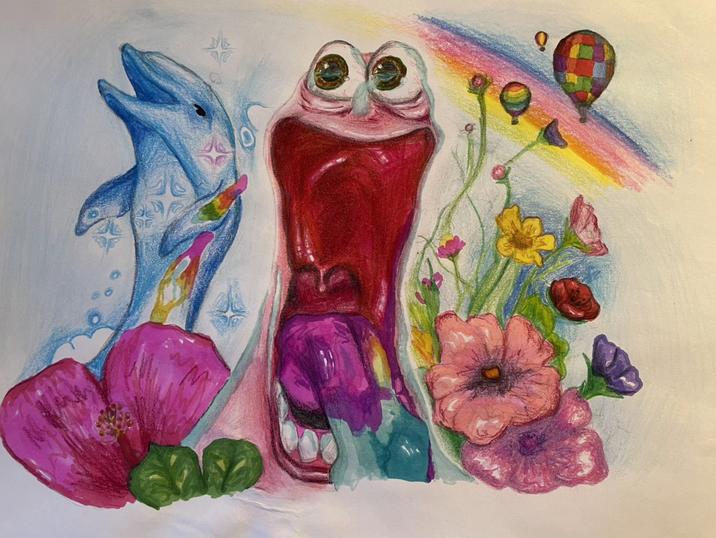 A drawing of the Geeked Patrick meme. The drawing is by TikToker @ali_express3333.