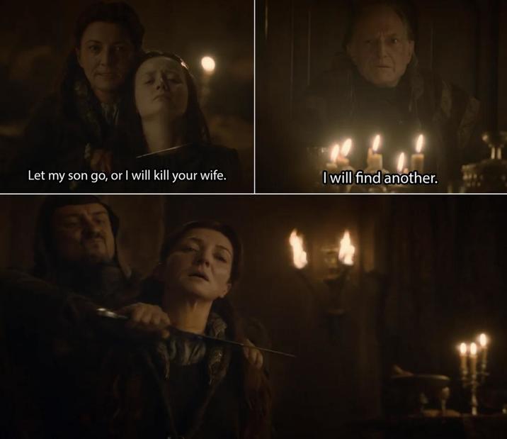 Let my son go, or I will kill your wife. I will find another.