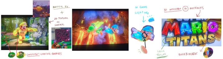 A post analyzing the Super Mario Titans images. The post looks to determine if they're real or ai-generated.