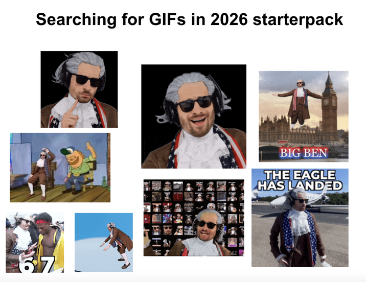 Searching for GIFs in 2026 starterpack 67 CHEERS COPE BIG BEN THE EAGLE HAS LANDED